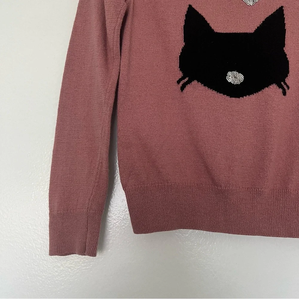 The Children's Place Girls Sweater‎ With Cat Face and sequins Size S 5/6